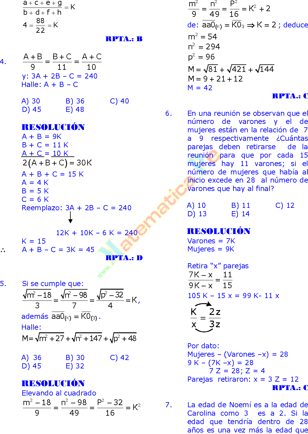 razones y proporciones ejercicios resueltos